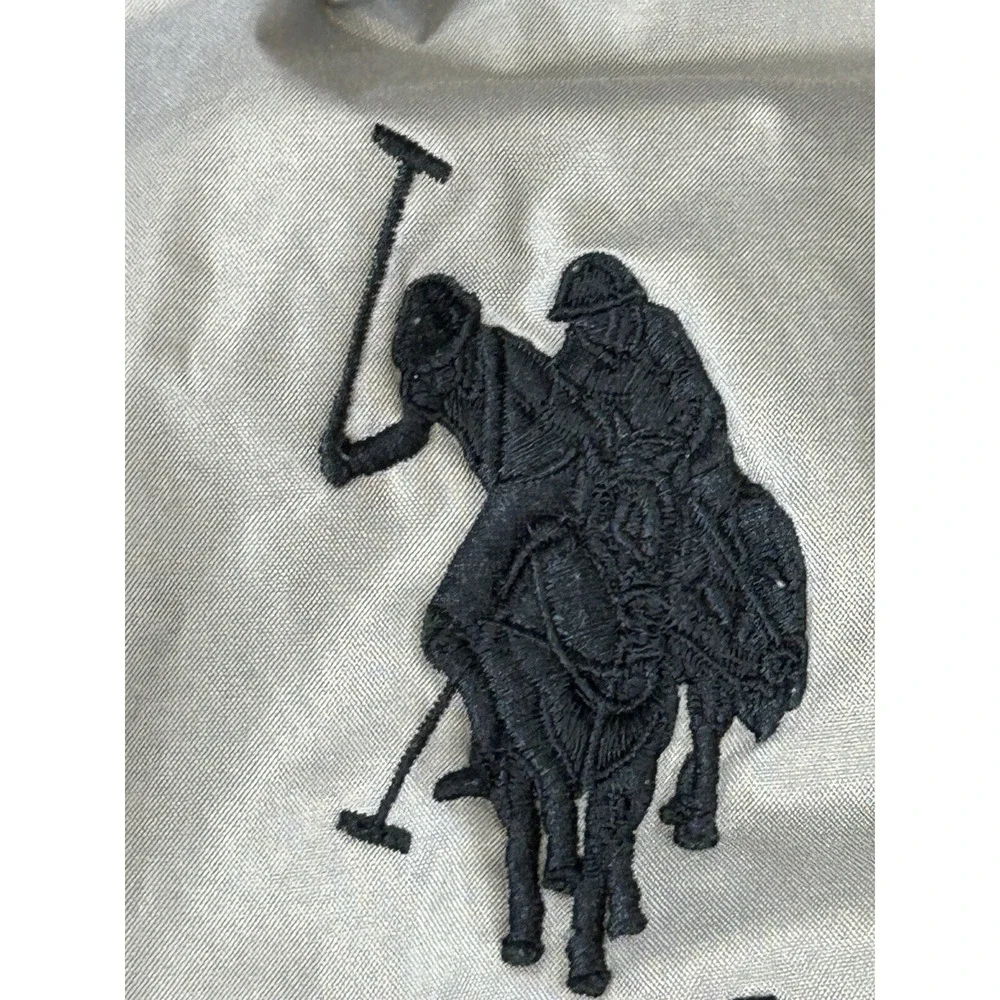 USPA Polo Coat Mens Size Large Fleece Lined Zip‎ Up Jacket Gray Logo